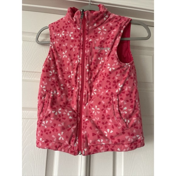 Columbia Girls Vest FLAW Sz S Reversible Pink Pockets Full Zip Outerwear… - Picture 9 of 12